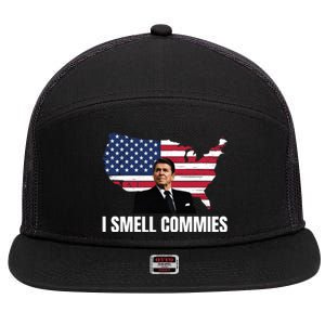 I Smell Commies, Ronald Reagan, Political Humor, President Reagan 7 Panel Mesh Trucker Snapback Hat