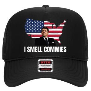 I Smell Commies, Ronald Reagan, Political Humor, President Reagan High Crown Mesh Back Trucker Hat