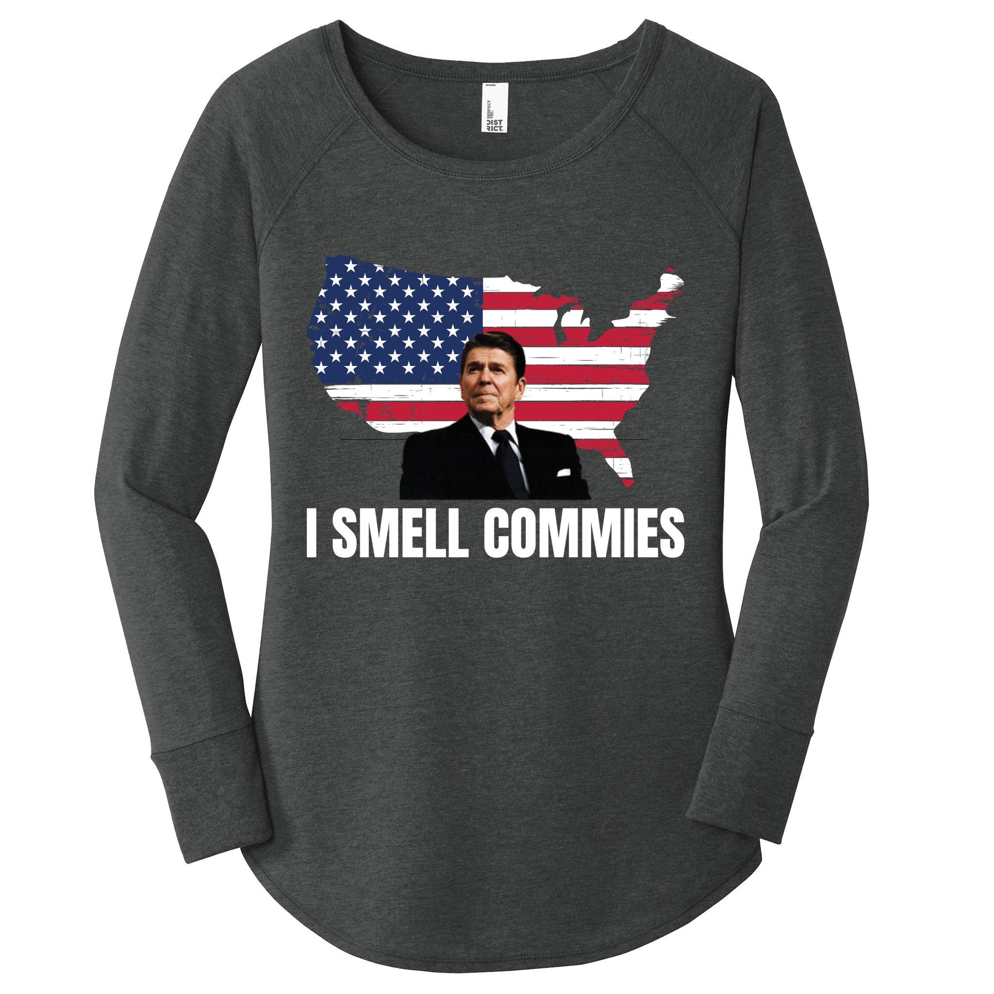 I Smell Commies, Ronald Reagan, Political Humor, President Reagan Women's Perfect Tri Tunic Long Sleeve Shirt