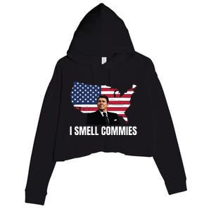 I Smell Commies, Ronald Reagan, Political Humor, President Reagan Crop Fleece Hoodie