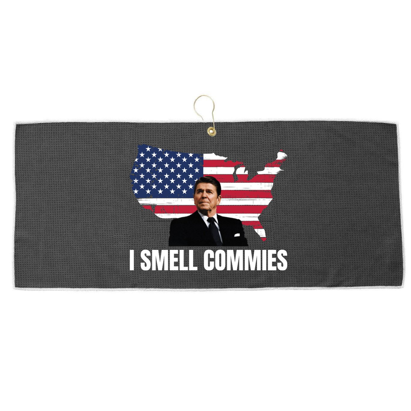 I Smell Commies, Ronald Reagan, Political Humor, President Reagan Large Microfiber Waffle Golf Towel