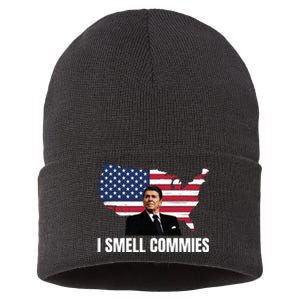 I Smell Commies, Ronald Reagan, Political Humor, President Reagan Sustainable Knit Beanie