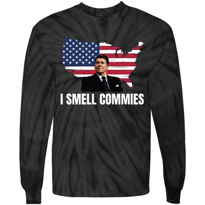 I Smell Commies, Ronald Reagan, Political Humor, President Reagan Tie-Dye Long Sleeve Shirt