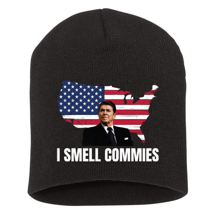 I Smell Commies, Ronald Reagan, Political Humor, President Reagan Short Acrylic Beanie