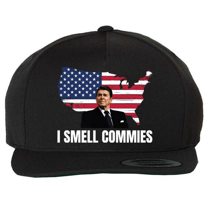 I Smell Commies, Ronald Reagan, Political Humor, President Reagan Wool Snapback Cap