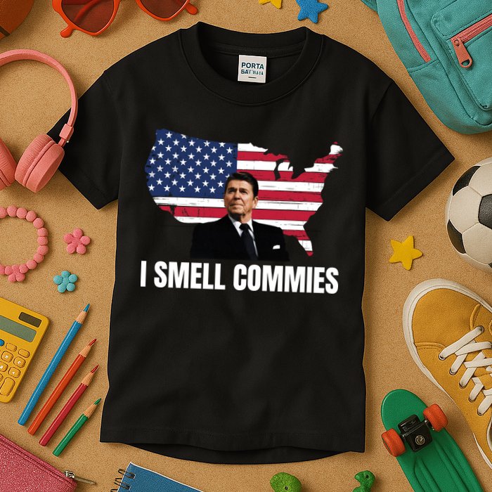 I Smell Commies, Ronald Reagan, Political Humor, President Reagan Kids T-Shirt