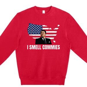 I Smell Commies, Ronald Reagan, Political Humor, President Reagan Premium Crewneck Sweatshirt