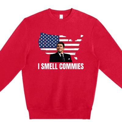 I Smell Commies, Ronald Reagan, Political Humor, President Reagan Premium Crewneck Sweatshirt