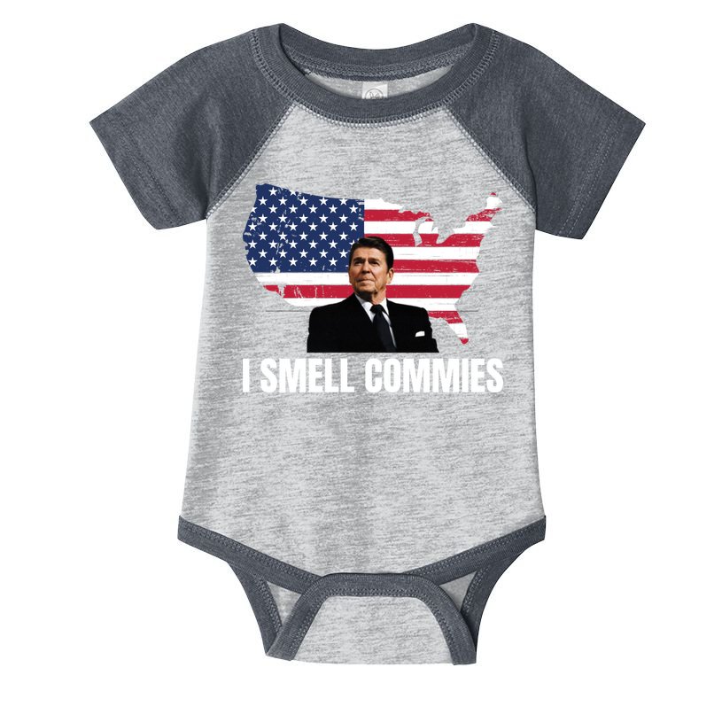 I Smell Commies, Ronald Reagan, Political Humor, President Reagan Infant Baby Jersey Bodysuit