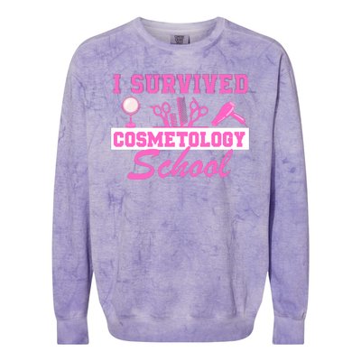 I Survived Cosmetology School Graduation Cosmetologist Cosmetology Student Colorblast Crewneck Sweatshirt