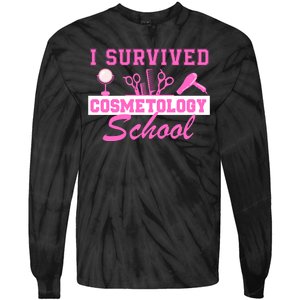 I Survived Cosmetology School Graduation Cosmetologist Cosmetology Student Tie-Dye Long Sleeve Shirt