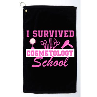 I Survived Cosmetology School Graduation Cosmetologist Cosmetology Student Platinum Collection Golf Towel