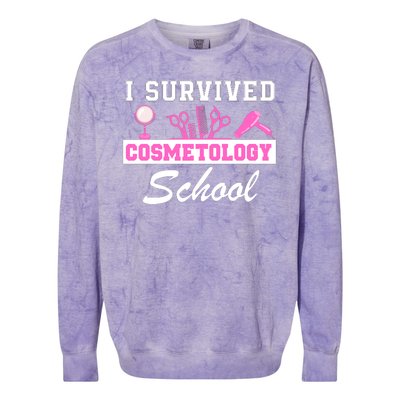 I Survived Cosmetology School Graduation Cosmetology Student Cosmetologist Colorblast Crewneck Sweatshirt