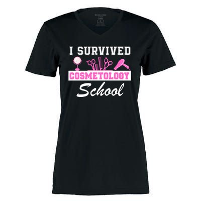 I Survived Cosmetology School Graduation Cosmetology Student Cosmetologist Women's Momentum V-Neck T-Shirt