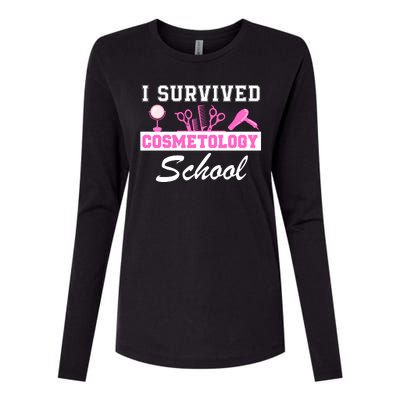 I Survived Cosmetology School Graduation Cosmetology Student Cosmetologist Womens Cotton Relaxed Long Sleeve T-Shirt