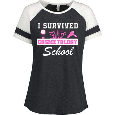 I Survived Cosmetology School Graduation Cosmetology Student Cosmetologist Enza Ladies Jersey Colorblock Tee