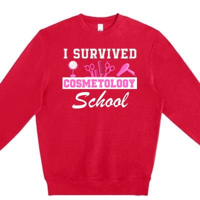 I Survived Cosmetology School Graduation Cosmetology Student Cosmetologist Premium Crewneck Sweatshirt