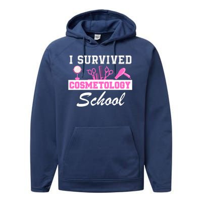 I Survived Cosmetology School Graduation Cosmetology Student Cosmetologist Performance Fleece Hoodie