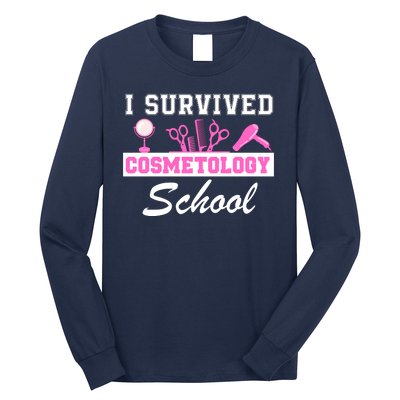 I Survived Cosmetology School Graduation Cosmetology Student Cosmetologist Long Sleeve Shirt