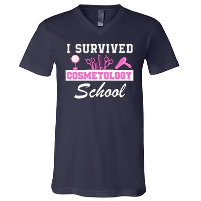 I Survived Cosmetology School Graduation Cosmetology Student Cosmetologist V-Neck T-Shirt