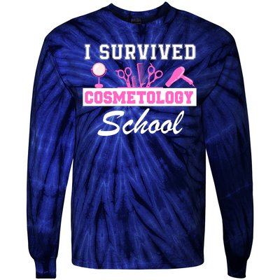 I Survived Cosmetology School Graduation Cosmetology Student Cosmetologist Tie-Dye Long Sleeve Shirt