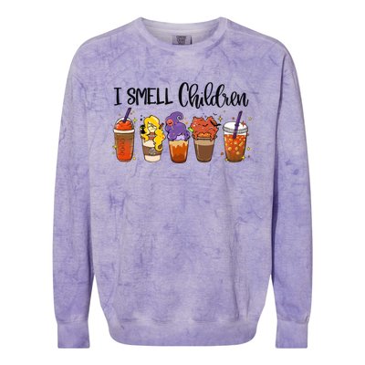 I Smell Children Halloween Funny Witches Coffee Latte Meaningful Gift Colorblast Crewneck Sweatshirt