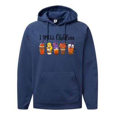 I Smell Children Halloween Funny Witches Coffee Latte Meaningful Gift Performance Fleece Hoodie