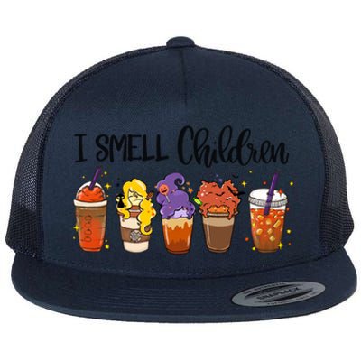 I Smell Children Halloween Funny Witches Coffee Latte Meaningful Gift Flat Bill Trucker Hat