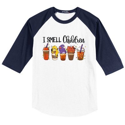 I Smell Children Halloween Funny Witches Coffee Latte Meaningful Gift Baseball Sleeve Shirt