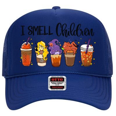 I Smell Children Halloween Funny Witches Coffee Latte Meaningful Gift High Crown Mesh Back Trucker Hat