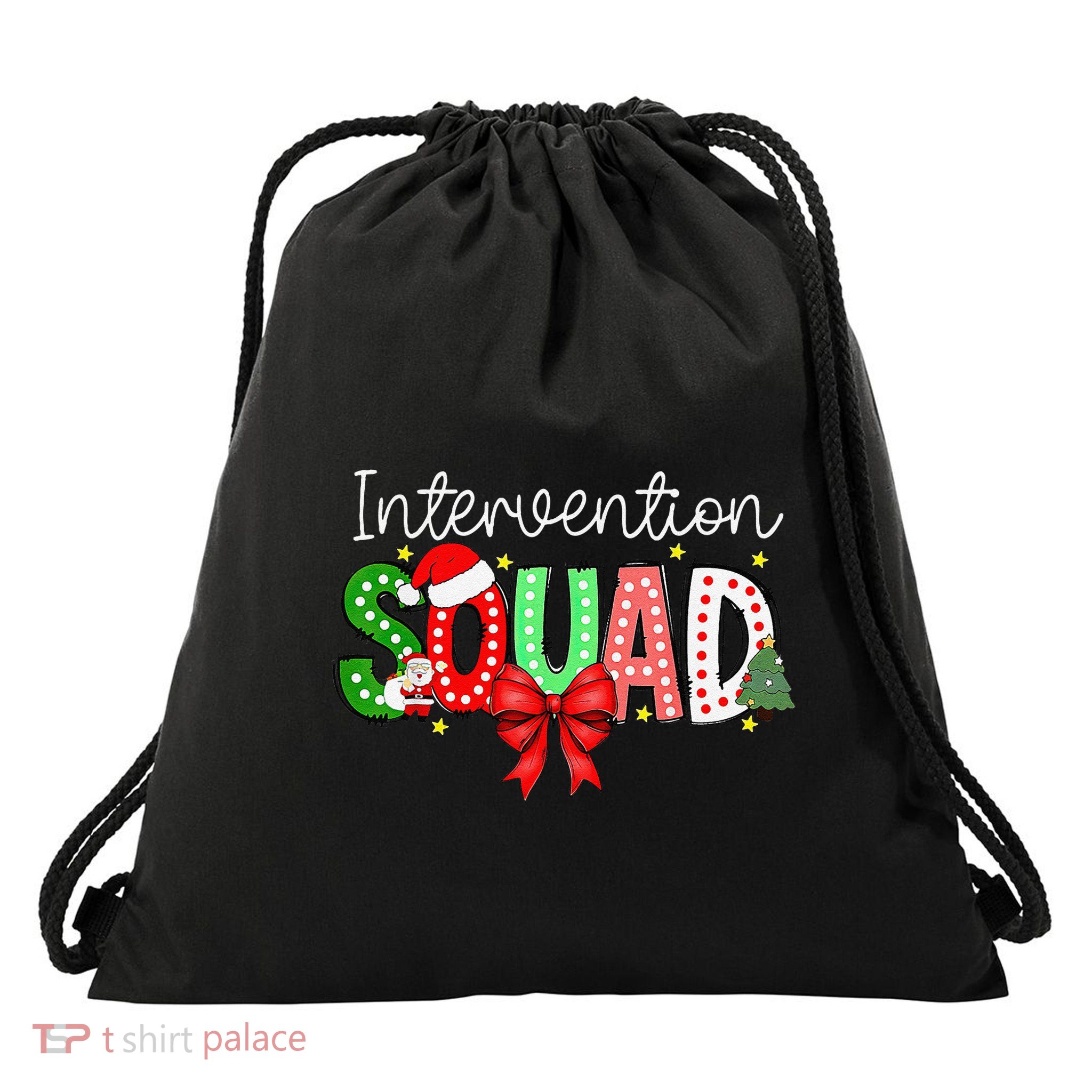 Intervention Squad Christmas Early Intervention Teacher Xmas Drawstring Bag