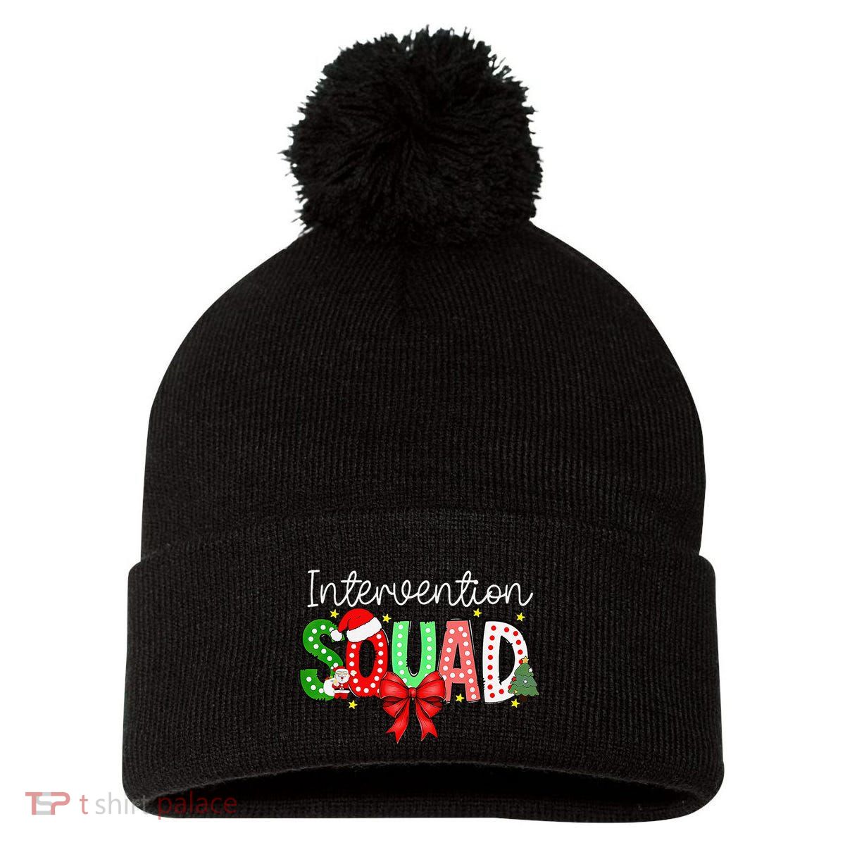 Intervention Squad Christmas Early Intervention Teacher Xmas Pom Pom 12in Knit Beanie