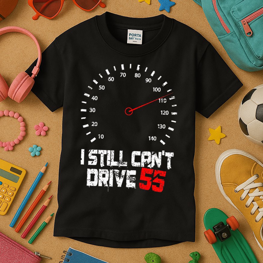 I Still CanT Drive 55 Driving Speed Limit Violation Joke Kids T-Shirt
