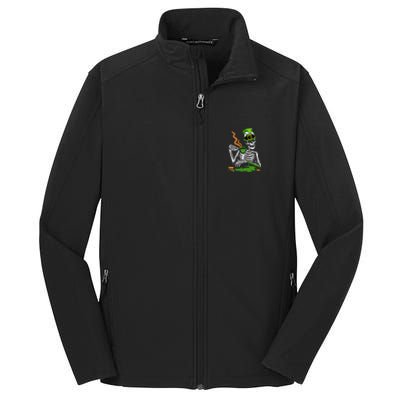 Irish Skeleton Drinking Coffee St Patricks Day Funny Bones Core Soft Shell Jacket