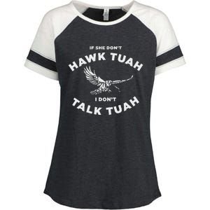 If She DonT Hawk Tuah I DonT Talk Tuah Spitting Enza Ladies Jersey Colorblock Tee