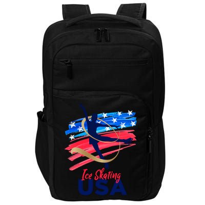Ice Skating Dance Gift Support The Team Gift Funny Usa Flag Gift Impact Tech Backpack