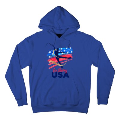 Ice Skating Dance Gift Support The Team Gift Funny Usa Flag Gift Hoodie