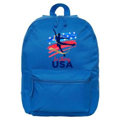 Ice Skating Dance Gift Support The Team Gift Funny Usa Flag Gift 16 in Basic Backpack