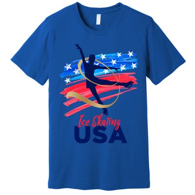 Ice Skating Dance Gift Support The Team Gift Funny Usa Flag Gift Premium T-Shirt