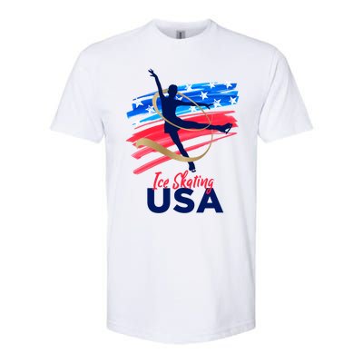 Ice Skating Dance Gift Support The Team Gift Funny Usa Flag Gift Softstyle® CVC T-Shirt