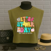 It's Staar Day Testing Day Exam Teachers State Garment-Dyed Women's Muscle Tee
