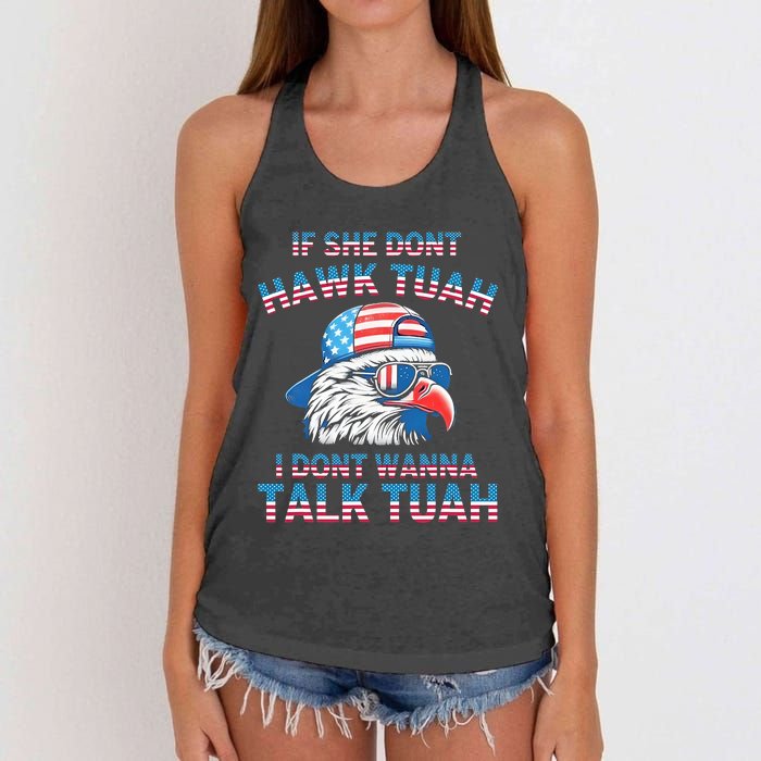 If She DonT Hawk Tuah I DonT Wanna Tawk Tuha Women's Knotted Racerback Tank