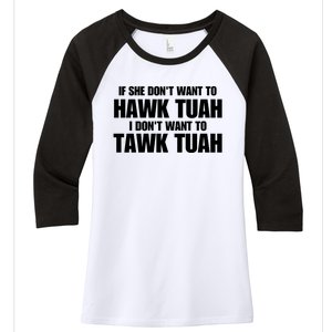 If She DonT Want To Hawk Tuah Then I DonT Want To Tawk Tuah Women's Tri-Blend 3/4-Sleeve Raglan Shirt