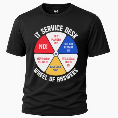 It Service Desk Wheel Of Answers Information Technology Cooling Performance Crew T-Shirt