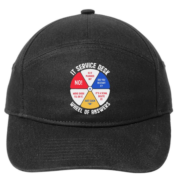 It Service Desk Wheel Of Answers Information Technology 7-Panel Snapback Hat