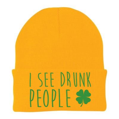 I See Drunk People Funny St Patrick's Day Knit Cap Winter Beanie