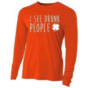 I See Drunk People Funny St Patrick's Day Cooling Performance Long Sleeve Crew