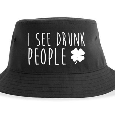 I See Drunk People Funny St Patrick's Day Sustainable Bucket Hat