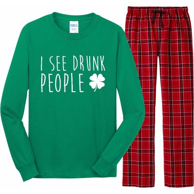 I See Drunk People Funny St Patrick's Day Long Sleeve Pajama Set