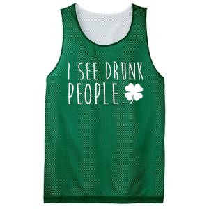 I See Drunk People Funny St Patrick's Day Mesh Reversible Basketball Jersey Tank